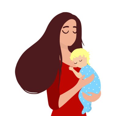 Uyuyan bebeği tutan anne