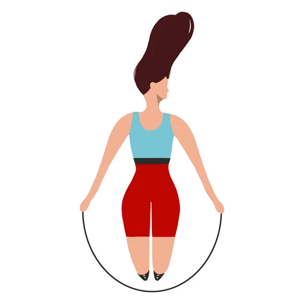 Femme sautant avec une corde à sauter — Image vectorielle