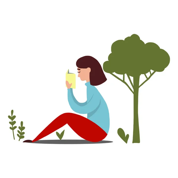 Girl reading under the tree Royalty Free Stock Illustrations