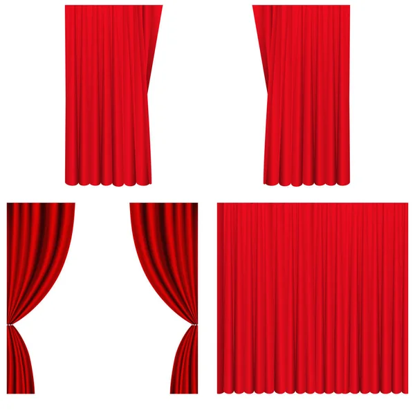 Red stage curtains set — Stock Vector