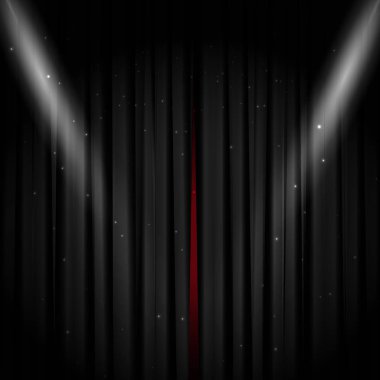 Açılan siyah sahne perdesi