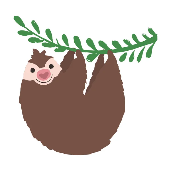 Sloth on a branch — Stock Vector