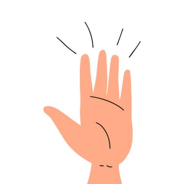 Kaldırın elinizi. Beyaz arkaplanda izole edilmiş vektör düz illüstrasyon.