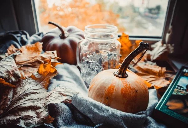 Stylish flatlay arrangement with pumpkins and other stationary accessories.