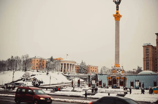 Чудова Архітектура Центрі Міста Києва Взимку — стокове фото