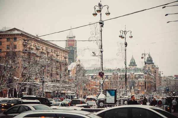 Чудова Стара Архітектура Центрі Міста Києва Взимку — стокове фото