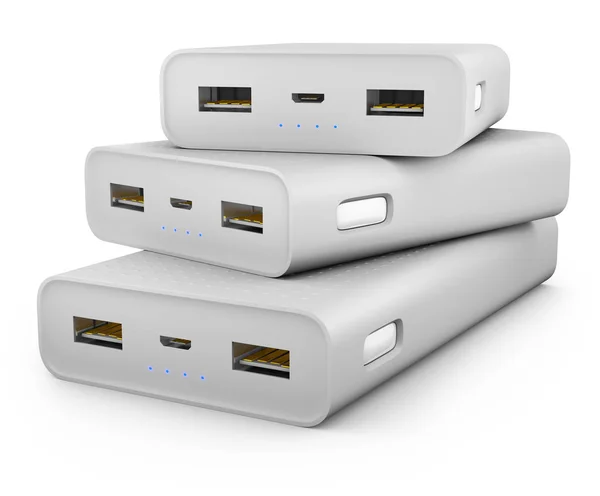 Power Banks White Background Rendering — Stock Photo, Image