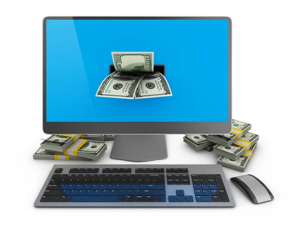 Computer Verpakkingen Van Dollars Een Witte Achtergrond Render — Stockfoto