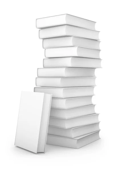 白い背景に本の山 3Dレンダリング — ストック写真