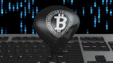 Bilgisayar klavye tuşu ile Hava pompalı bir Bitcoin logo. 3D render