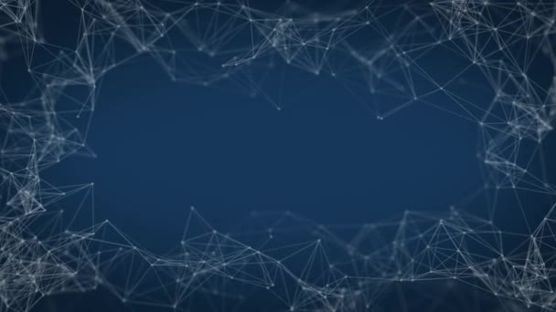 Réseau oscillant abstrait de points et de lignes. Animation en boucle avec profondeur de champ. 3d rendu