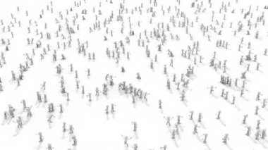 Bir kalabalık kilit için bir anahtar şeklinde toplandı. 3d hazırlayıcı
