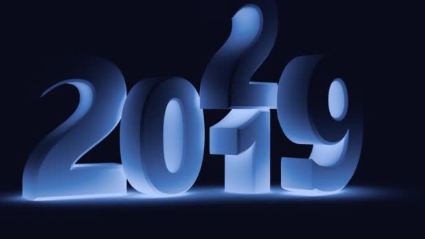 Het Springen Volumetrische Cijfers Verander Tekst 2019 2020 Het Blauwe — Stockvideo