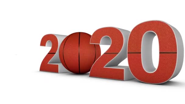 Basket Boll Och Volumetrisk Inskription 2020 Rendering — Stockvideo