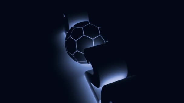 Soccer Ball Volumetrische Inscriptie 2020 Blauwtinten Rendering — Stockvideo