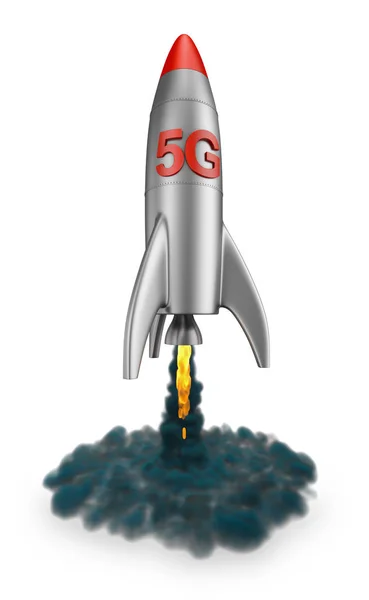 5G rocket flies up — Stock Photo, Image