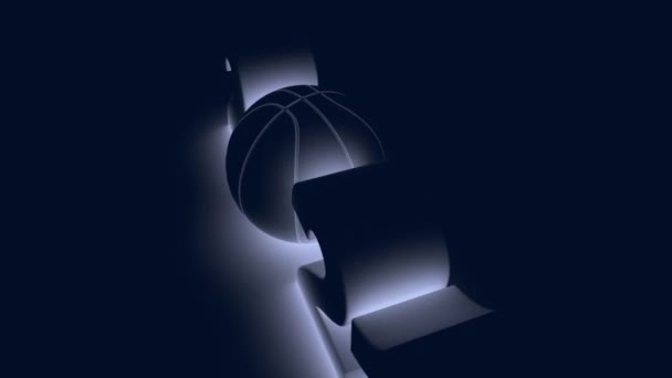 篮球和卷字2021年蓝色色调 3D渲染 — 图库视频影像