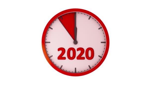 2020年から2021年の数字と時計の赤いセクターで秒針の動き 3Dレンダリング — ストック動画