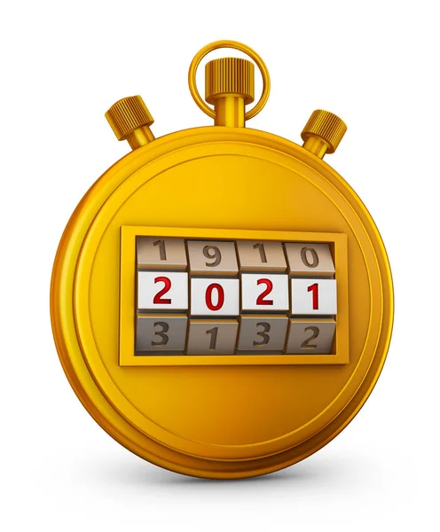 Cronômetro Dourado Com Uma Combinação Bloqueio Mostrando 2021 Render — Fotografia de Stock