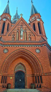Beclav, Czech Republic  September 2, 2025 Church of the Visitation of the Virgin Mary Beclav Potorn.Interesting neo-Gothic church in South Moravia