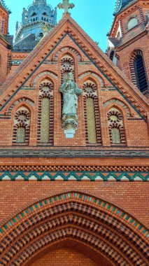 Beclav, Czech Republic  September 2, 2025 Church of the Visitation of the Virgin Mary Beclav Potorn.Interesting neo-Gothic church in South Moravia