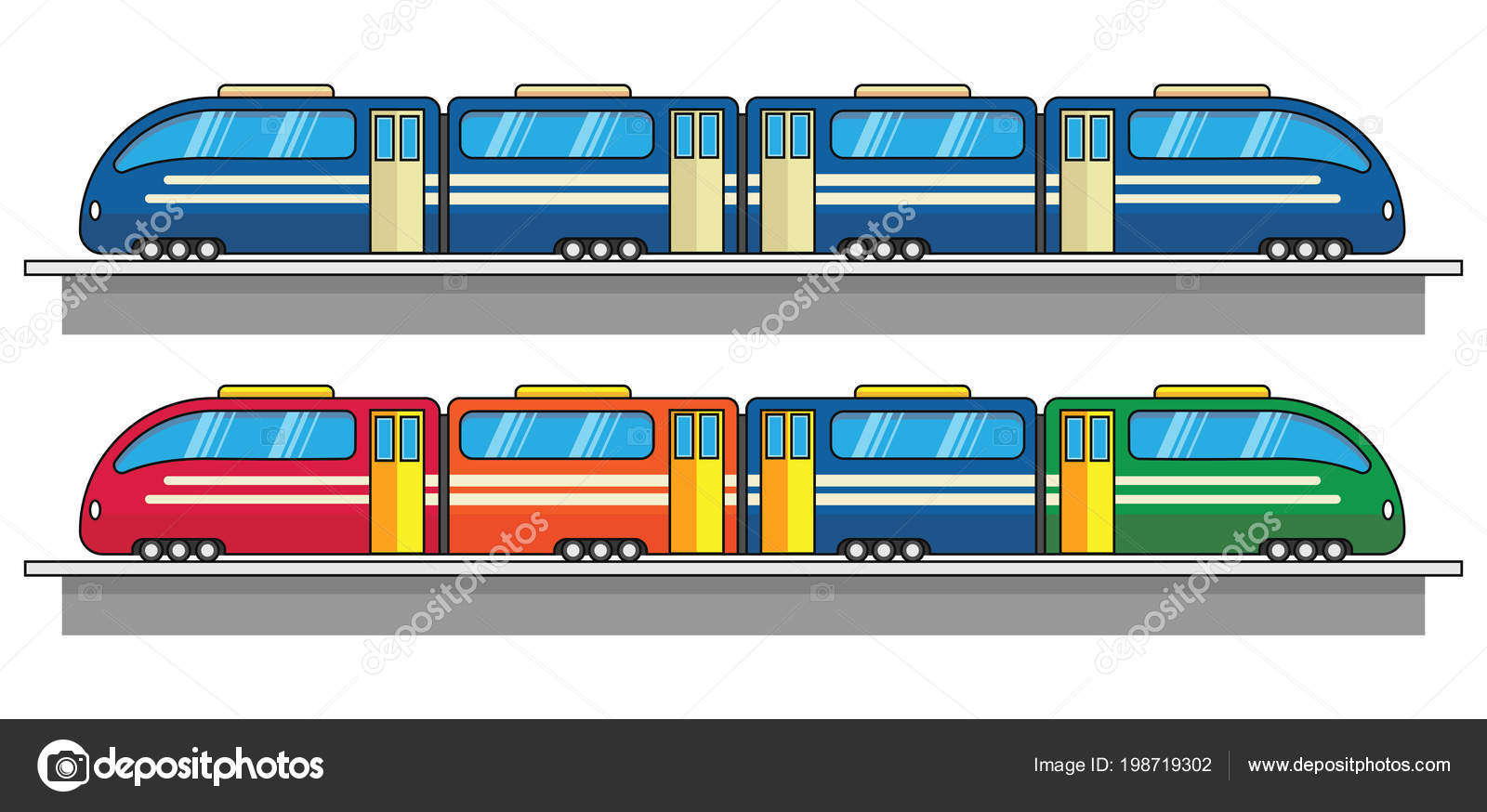 Colorful Train Running His Track Toy Shape Kids Drawing Stock
