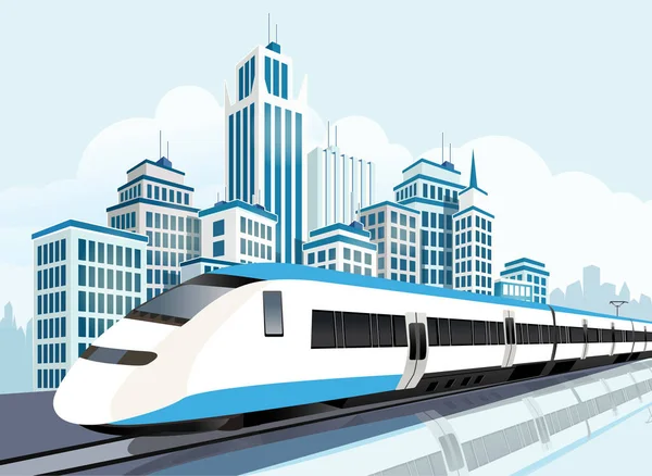Modern şehir, Modern yaşam, ulaşım önünde geçen yüksek hızlı tren