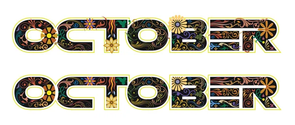 Kelime Ekim, 10 ay, siyah renkte çiçek ve yaprakları ile dekore edilmiş