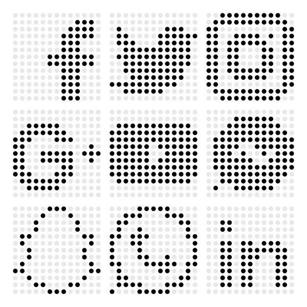 Online sosyal medya, 13 x 13 piksel, daire nokta, tek renkli için noktalı simgeler kümesi