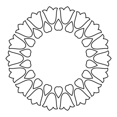 Anahat çiçekli daire çerçeve tasarımı, siyah-beyaz çiçek sınır