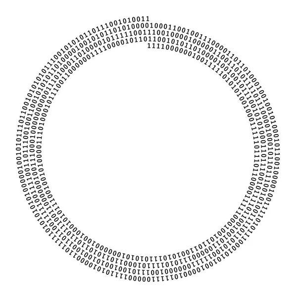 Forme Spirale Zéro Une Ligne Cadre Numérique Monochrome — Image vectorielle