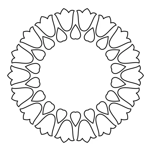 Anahat çiçekli daire çerçeve tasarımı, siyah-beyaz çiçek sınır