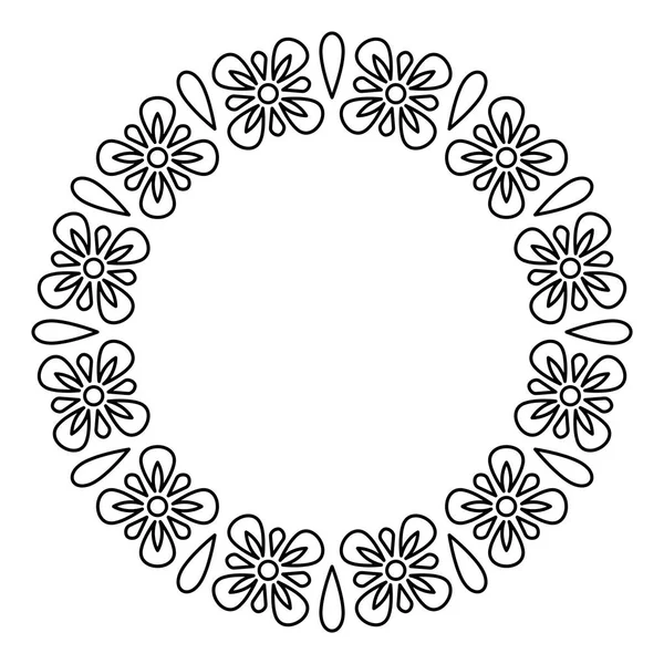 Découvrir Fleurs Cercle Cadre Design Monochrome Bordure Florale — Image vectorielle