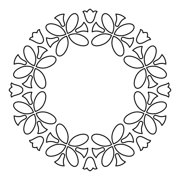Anahat çiçekli daire çerçeve tasarımı, siyah-beyaz çiçek sınır