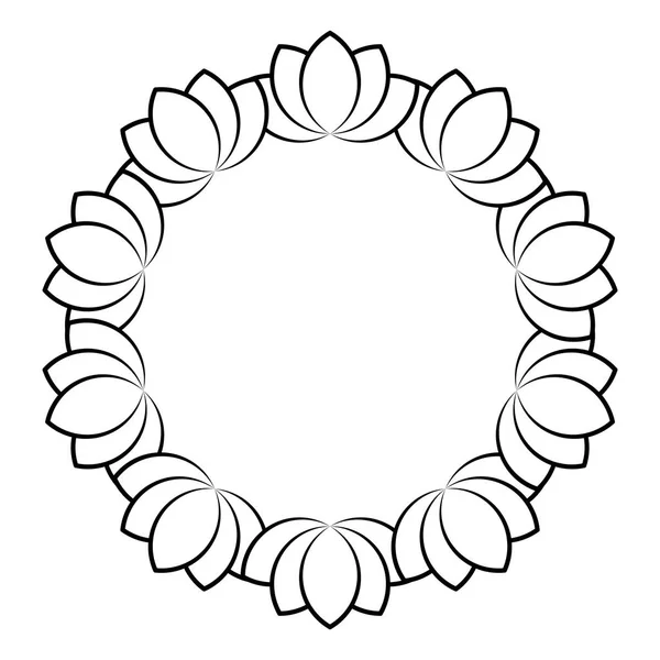 Контурна Схема Дизайну Рамки Квітів Монохромна Квіткова Рамка — стоковий вектор