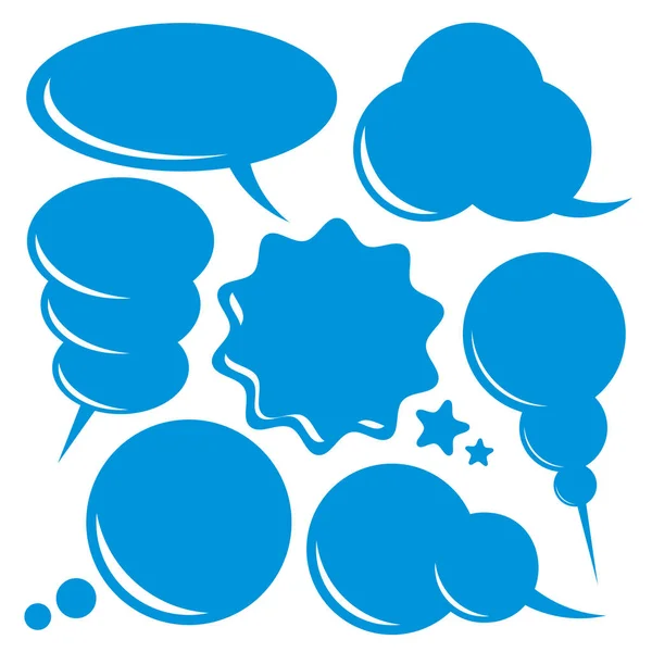 Boş konuşma kabarcıklar set, iletişim düşünceler, düz vektör çizim