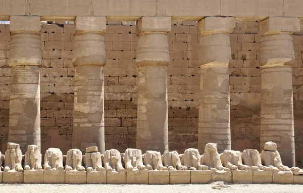 Colunas Esfinges Entrada Templo Principal Amon Karnak Luxor África — Fotografia de Stock