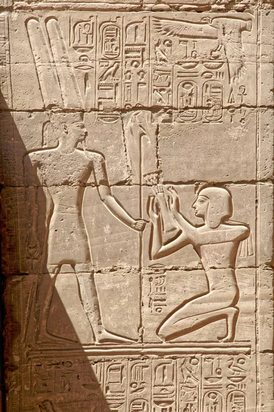 Antik Tapınağı Karnak Mısır, Afrika'nın duvardaki fresk Firavun hayattan oyulmuş