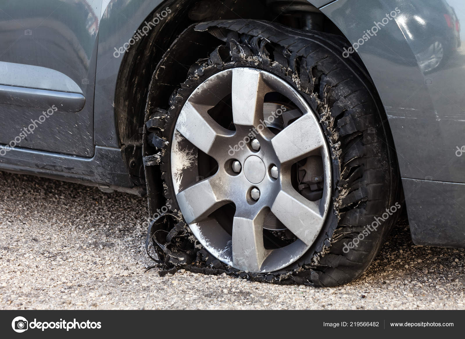 Destroyed Blown Out Tire Exploded Shredded Damaged Rubber
