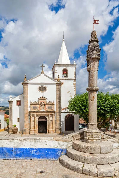 Obidos Portugal Medieval Town Pillory Santa Maria Church Partir Direita — Photo