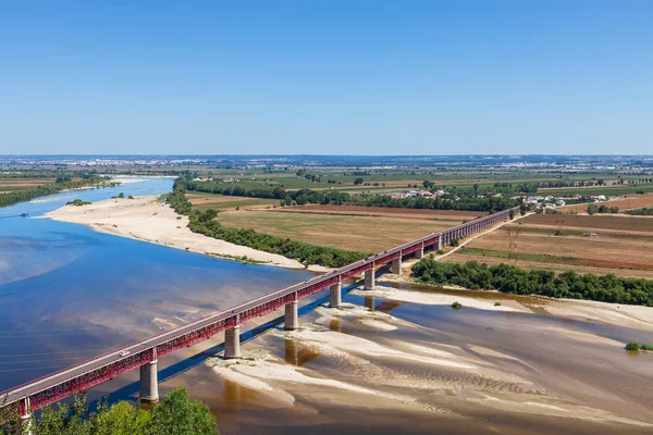 Santarem Portugal Ponte Dom Luis Bridge Tagus Fluss Und Leziria — Stockfoto