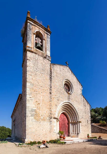 Santarém Portugal Fachada Com Portal Gótico Campanário Campanário Igreja Santa — Fotografia de Stock