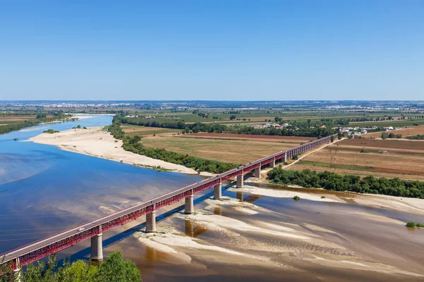 Santarem Portugalia Ponte Dom Luis Most Rzekę Tag Leziria Pól Zdjęcie Stockowe