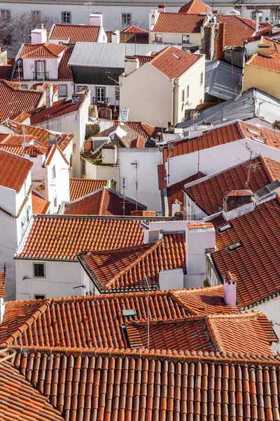 Stadsdelen Alfama Orange Hustak Sett Från Miradouro Santa Luzia Lissabon — Stockfoto