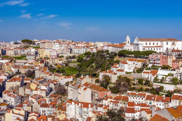 Lisbona Portogallo Distretti Storici Mouraria Graca Con Chiesa Graca Vista — Foto Stock