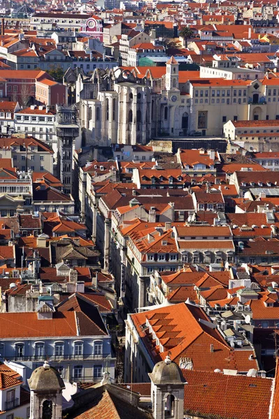 Ruines Couvent Carmo Ascenseur Ascenseur Santa Justa Toits Orange Quartier — Photo