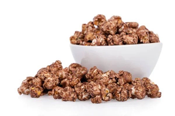 Popcorns Flavored Sweet Chocolate Mint Bowl Isolated White Background — Stock Photo, Image