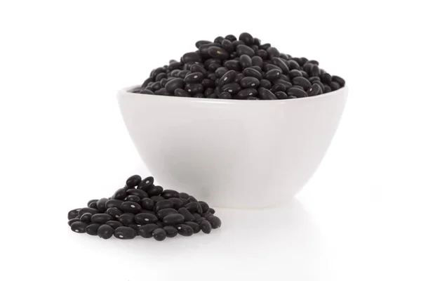 Black Turtle Beans Bowl Isolated White Background — Stock Photo, Image