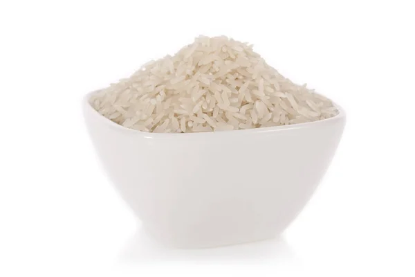Long White Rice Bowl Isolated White Background — Stock Photo, Image