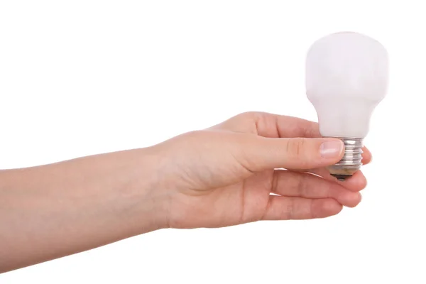 Hand Holding Incandescent Light Bulb Isolated White — Stock Photo, Image